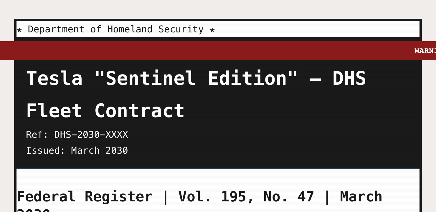 Preview of Tesla "Sentinel Edition" — DHS Fleet Contract