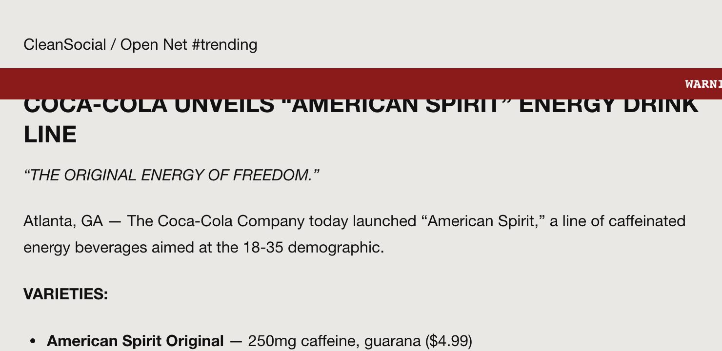 Preview of Coca-Cola "American Spirit" Launch + Andean Reaction