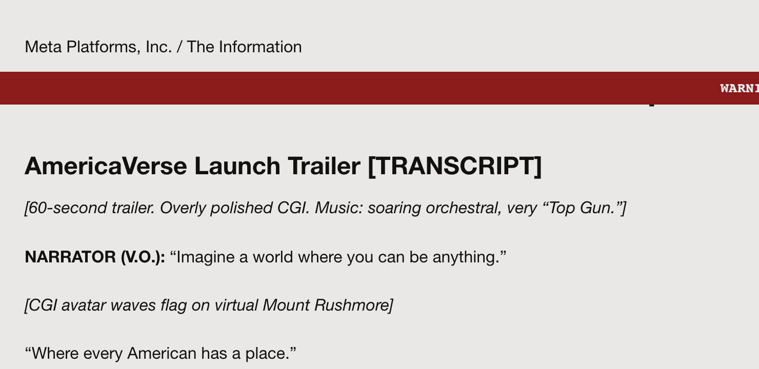 Preview of Meta "AmericaVerse" — Launch & Collapse